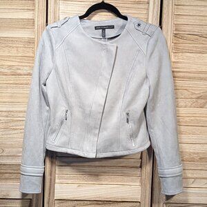 WHBM White House Black Market Gray Faux Leather Jacket Size XS